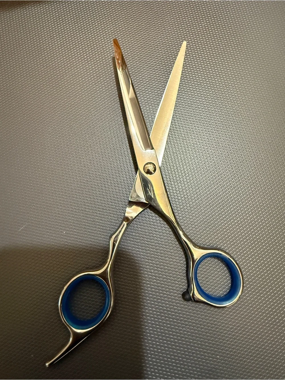 Professional Stainless Steel Men's Grooming Scissors - Blue Accents